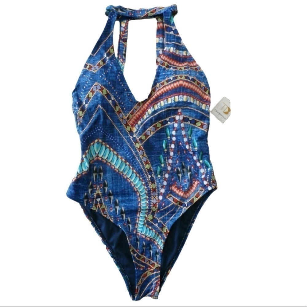 Tini Bikini Cutout Print Swimsuit NWT
